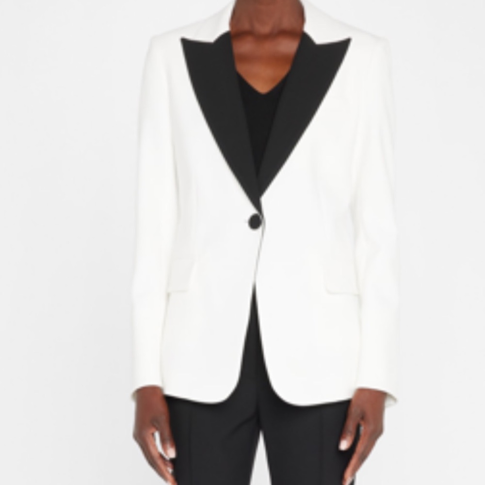 Veronica Beard Ashburn White Blazer with Black Contrasting Lapels